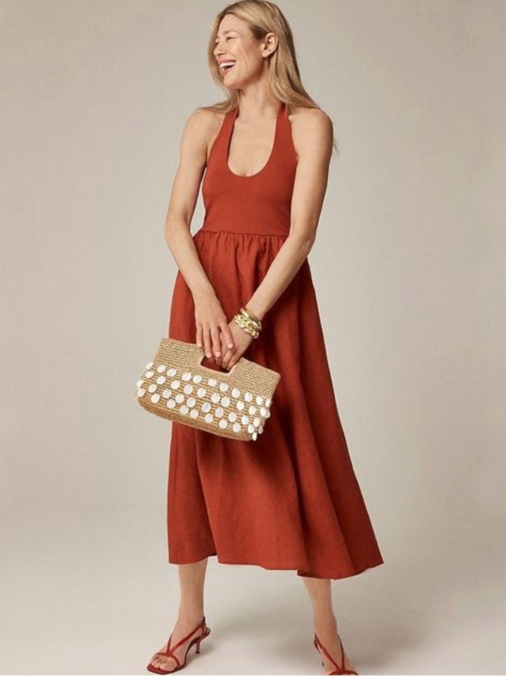 NWT J. Crew Halter Mixy Dress in Vintage Garnet (Rust)